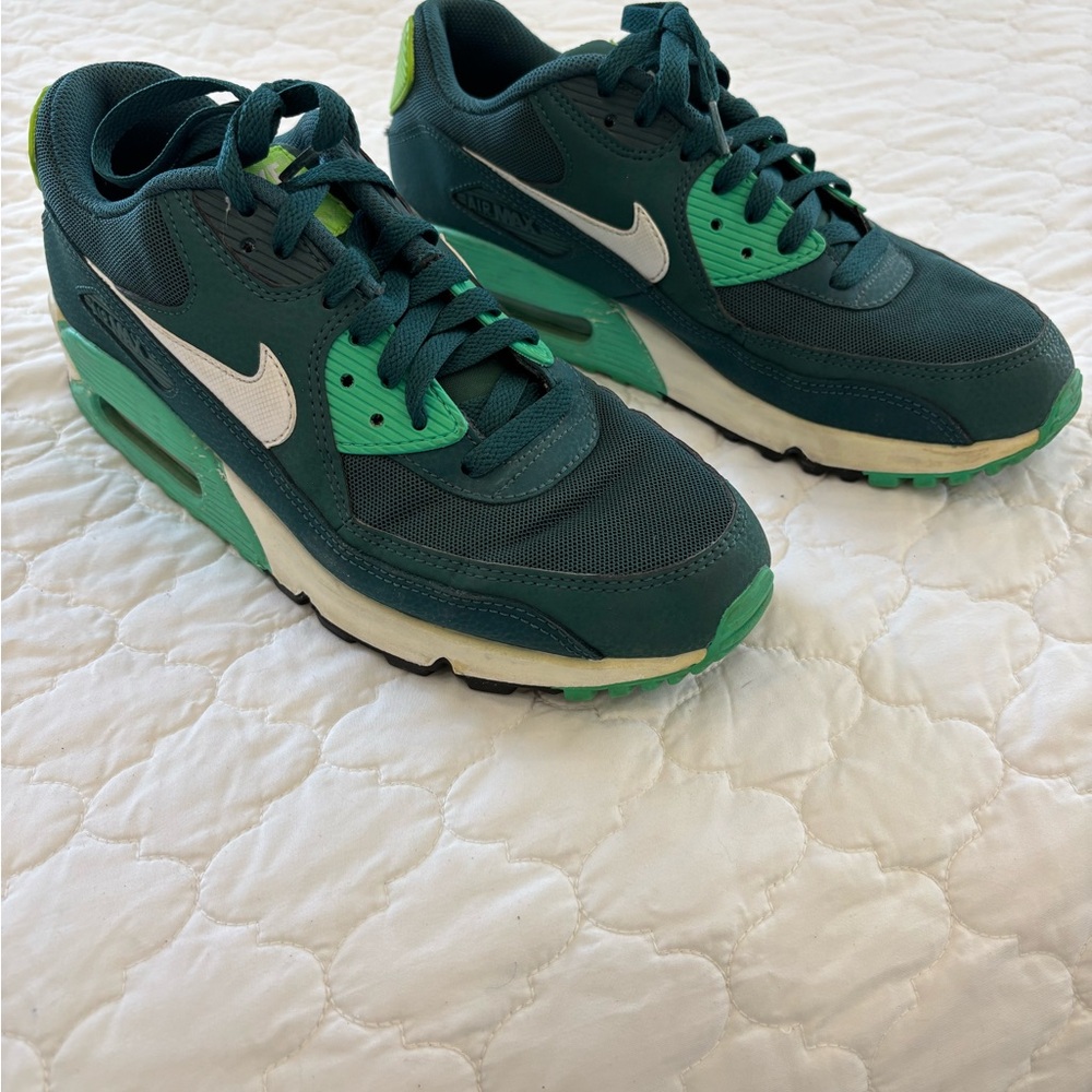 Nike Emerald and White Air Max 90 Sneakers